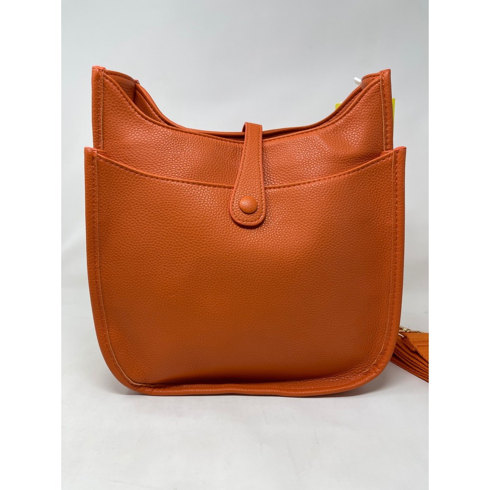 Ahdorned Orange Vegan Leather Messenger Crossbody Bag with 2 Guitar‎ Straps NEW - Picture 5 of 11